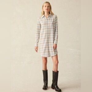 Faherty Legend Sweater Shirt Dress Open Tundra Windowpane Medium EUC